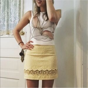 Topshop Yellow Mini Skirt Size 6
